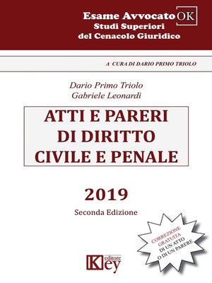 cover image of Atti e pareri di diritto civile e penale 2019